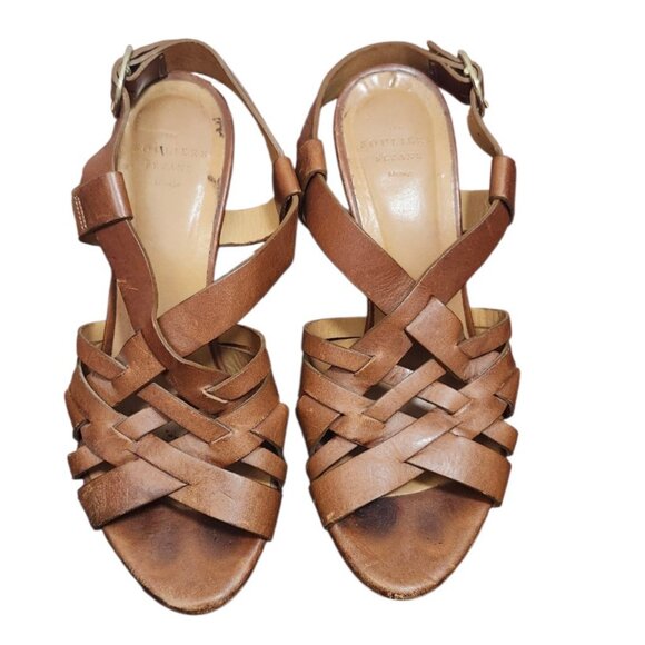 Sézane Les Souliers Sandales High Marius brown leather heels sz 37 US 6.5 - Picture 3 of 12